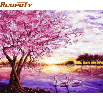

RUOPOTY Frame Romantic Love DIY Painting By Numbers Landscape Picture Calligraphy Painting For Wedding Decoration Drop Shipping