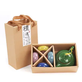 

Purple Clay Ceramic Tea Set Five Piece Teaware Sets With Gift Box Portable Travel Teapot Gaiwan Teapot Teacups Kung Fu Tea Sets