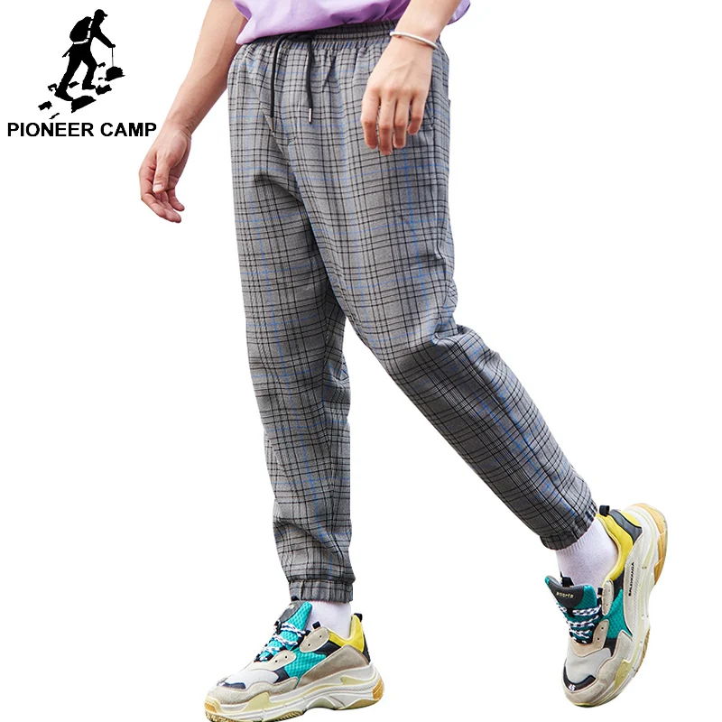 Пионерский лагерь 2019 Новое поступление Брендовые мужские повседневные брюки одежда модные свободные клетчатые брюки мужские