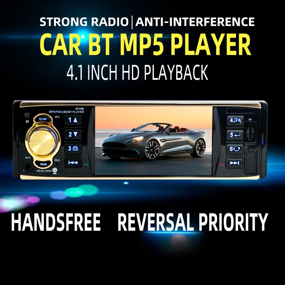 

HEVXM 4019B Car Radio 1 Din 4.1 inch Autoradio Car Audio Stereo FM Radios MP5 Player Support Rear View Camera Remote Control