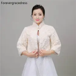 Forevergracedress новые настоящие фотографии 2018 зима Искусственный мех свадебные Обёрточная бумага Болеро Куртки люкс пальто накидка платки Шарфы