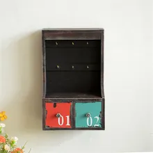 Деревянная ретро коробка для ключей ручной работы, полка для домашнего декора, настенная подвесная деревянная полка для хранения, коробка