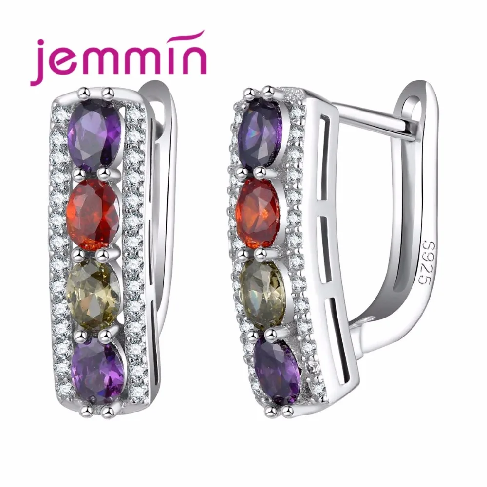 Высококачественные серьги-кольца с овальным кристаллом, 925 пробы серебряные свадебные серьги для женщин и девушек, подарок