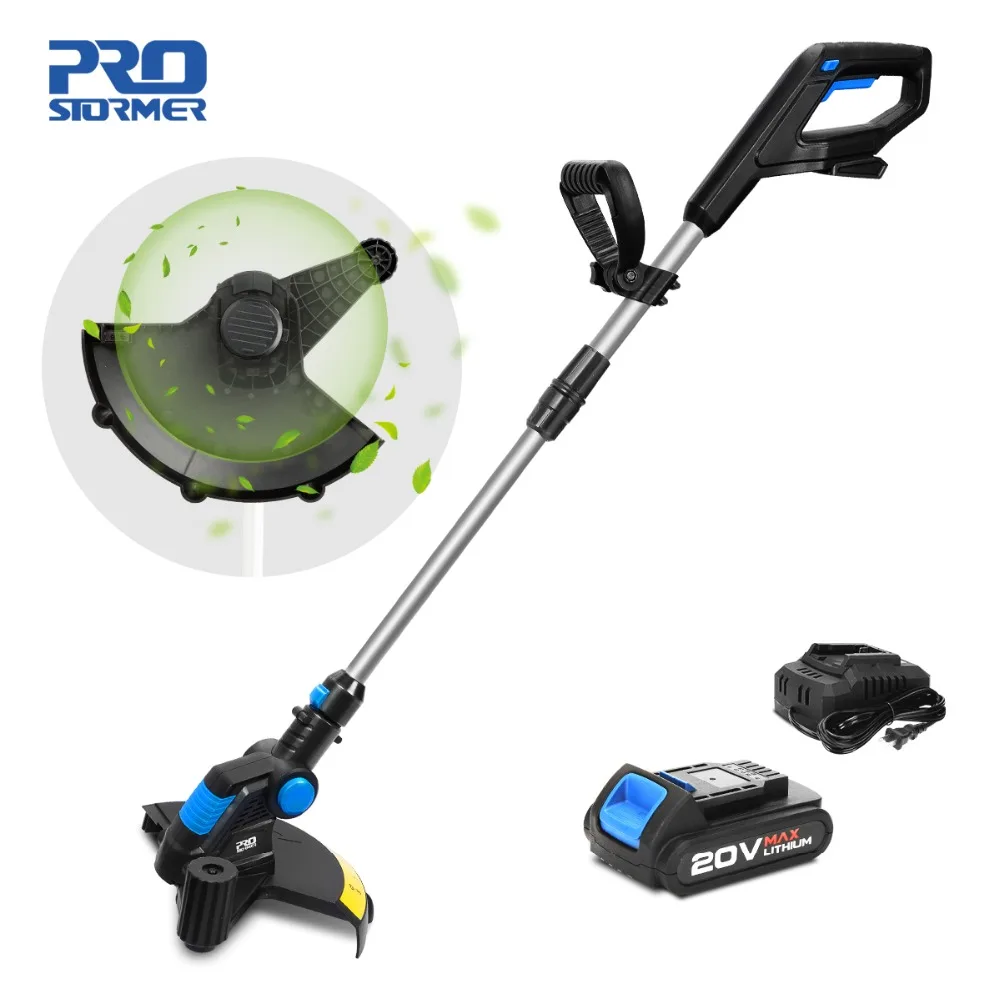 PROSTORMER 20V Electric Grass Trimmer Lithium-ion 2000mAh Cordless Lawn Mower Grass String Trimmer Pruning Cutter Garden Tools PROSTORMER 20V Electric Grass Trimmer Lithium-ion 2000mAh Cordless Lawn Mower Grass String Trimmer Pruning Cutter Garden Tools