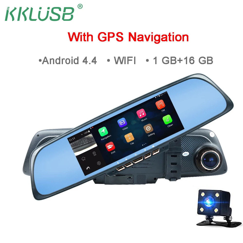 6.86" Car Camera DVR GPS Navigation Android WIFI Dual Lens Rearview