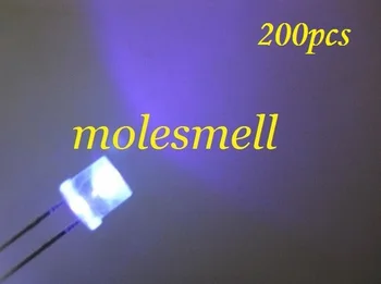 

200pcs 5mm flat top purple uv led water clear purple big/wide angle uv led 5mm flat head purple/uv light lamp