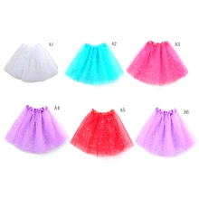 6 видов цветов, кружевная детская юбочка, Детская шифоновая летняя юбка-пачка для танцев с блестками и блестками для маленьких девочек