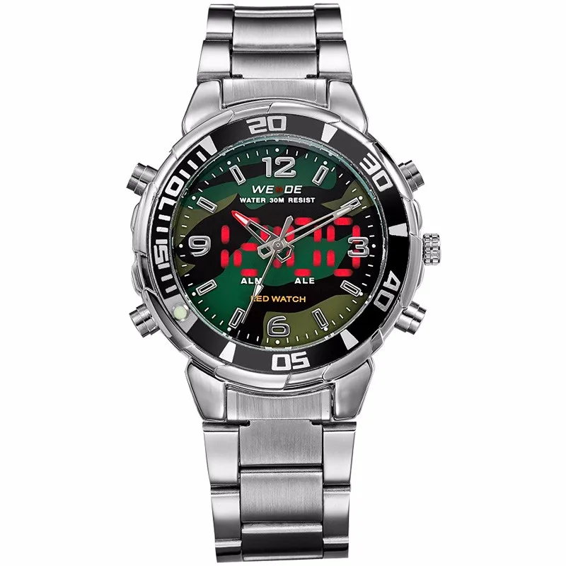 WEIDE Для мужчин модные Наручные Часы Армии Военное Дело Роскошные известный бренд Для мужчин кварцевые аналоговые часы Спортивные часы Водонепроницаемый часы Мужчины