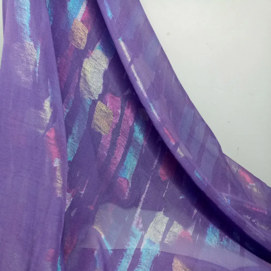 Шифоновая ткань, бронзовая Струящаяся ткань, блестящая ткань, бронзовая ткань для костюмированной вечеринки, 1 м/лот - Цвет: Purple