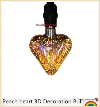 

YOU 1PCS Led Light Bulb 3D Decoration Bulb 110V 220V Peach heart E27 Holiday Lights Novelty Christmas Lamp Lamparas