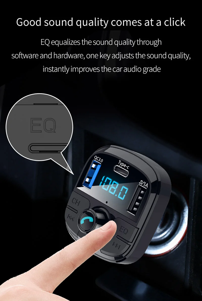 JaJaBor автомобильный FM передатчик Bluetooth 5,0 CarKit MP3 аудио музыкальный плеер громкой связи Тип C зарядка Быстрая зарядка QC3.0 автомобильное зарядное устройство