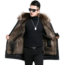 Пальто из натурального меха енота зимняя куртка мужская теплая длинная парка плюс размер 5xl Veste Homme Hiver MY1812