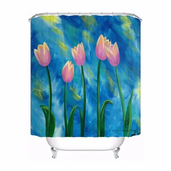 

Bath Curtain For Bathroom Custom Buds Field Red Poppies Flowers Home Decor Shower Curtain Waterproof Fabric Hooks #180417-01-44