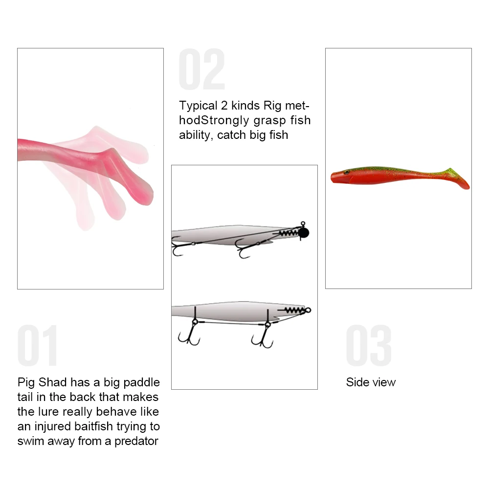 ESFISHING New Hog Shad 100mm 125mm 150mm 200m Fishing Lures Sea Big Bait Soft Lure Paddle Tail Silicon Bait Sea Fishing