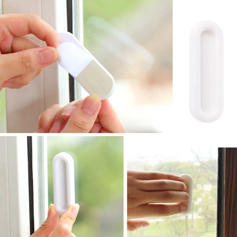 

4Pcs Paste Doorknobs Window Cabinet Drawer Wardrobe Door-Opening Aux Sliding Handle