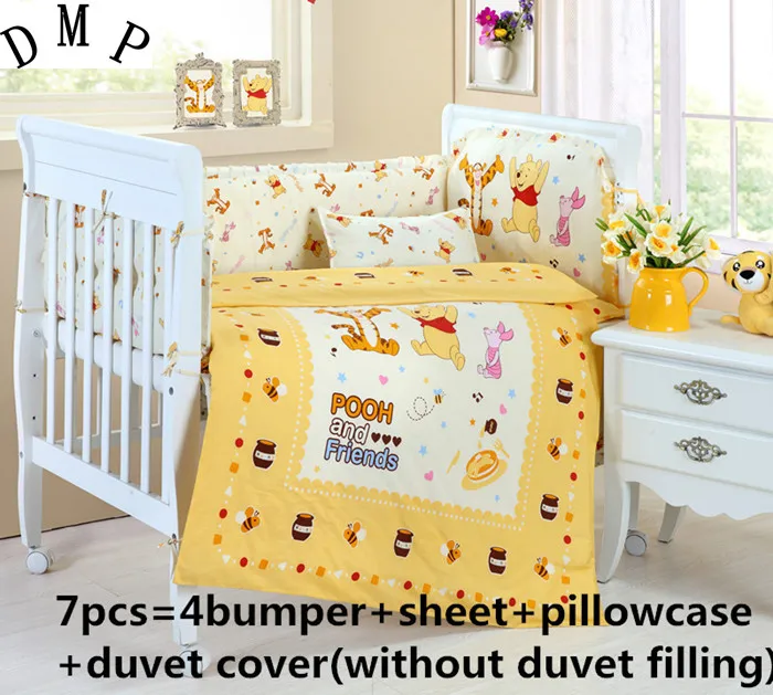 

Promotion! 6/7PCS Baby Cot Bedclothes Bed Children Cotton Baby Bedding Set ,120*60/120*70cm