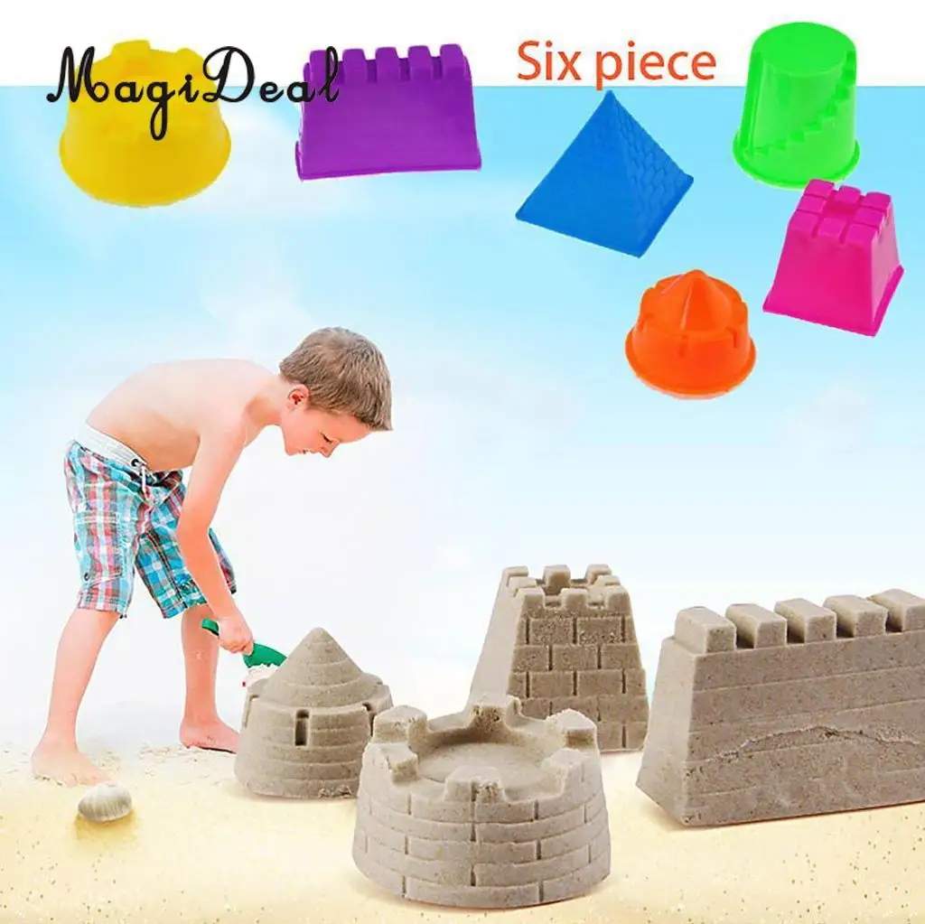MagiDeal 6Pcs/Pack  Assorted Sand Clay Mold for Children Educational Play Sand Castle Beach Seaside DIY Bath Toys Great Gift