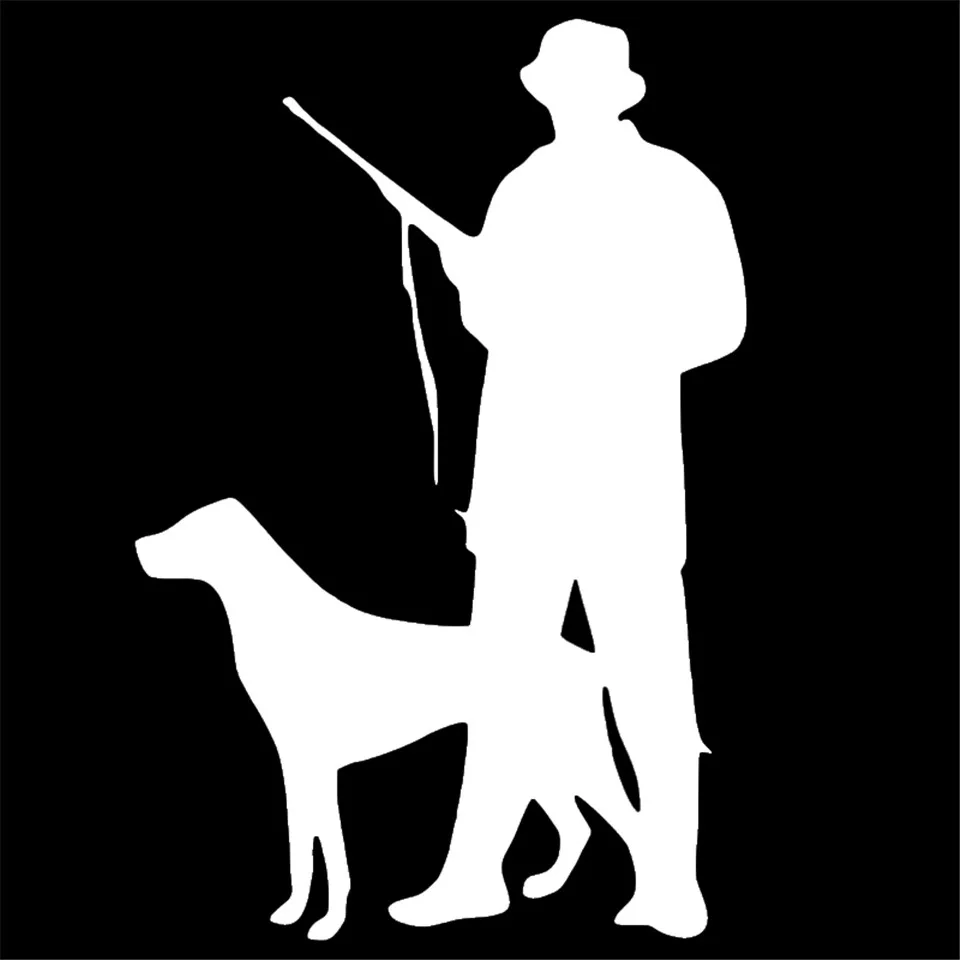 8.512.8CM Hunter Dog Hunting Individual Window Decorative Decals Classic Cartoon Motorcycle Car StickerLaser (3)