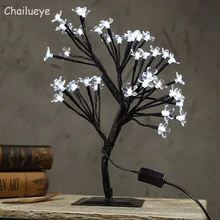 Fairy LED Cherry Blossom Tree Night Lights Luminarias Table Lamps Kids Bedroom Feed Lamp Indoor Home Decoration Lighting copper led tree branch string light night lights table lamp christmas fairy wedding room indoor lighting decoration luminarias
