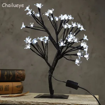 

Fairy LED Cherry Blossom Tree Night Lights Luminarias Table Lamps Kids Bedroom Feed Lamp Indoor Home Decoration Lighting