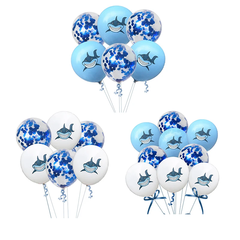 

10pcs Shark Birthday Balloons Foil Latex Balloons Birthday Party Decorations Kids Baloons Baby Shower Kids Party Favors