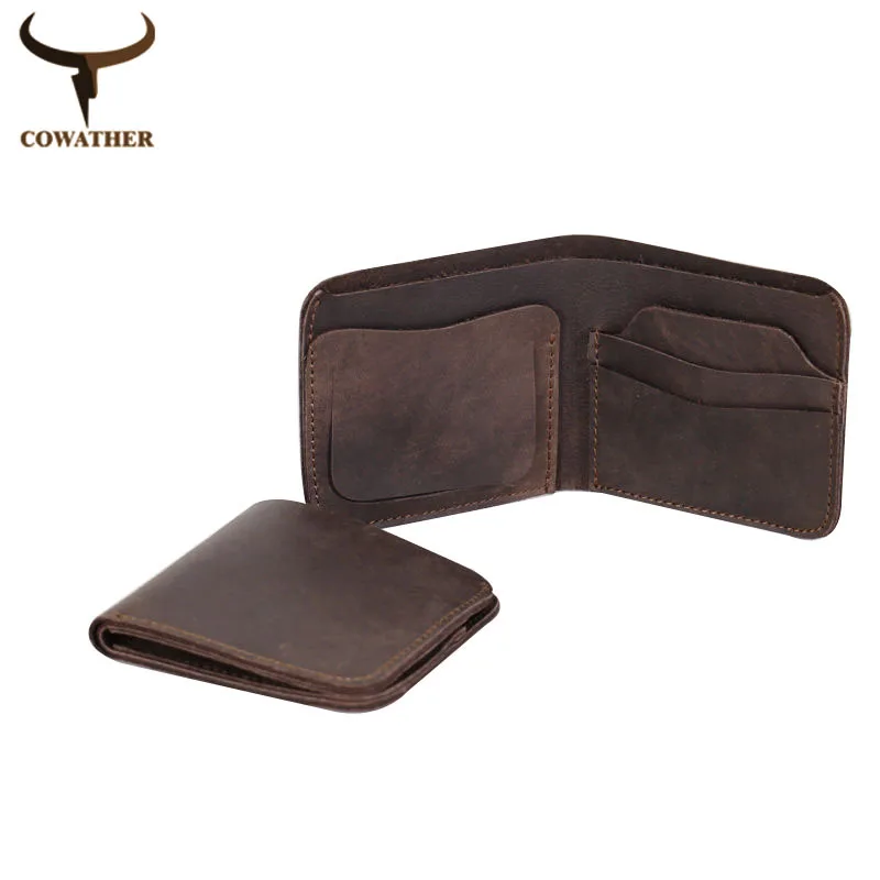  COWATHER 2016 Vintage cross style cow genuine leather wallets for men top high quality new craft handmade popular free shipping 