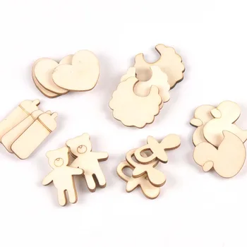 

Mixed Bear/pacifier/duck/bib Unfinished Wooden Ornament For Kid Paint Scrapbooking DIY Carfts Wood Home Decor Arts 20pcs m2152