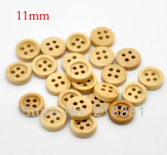 

200Pcs Natural Color 4 Holes Round Wood Sewing Buttons Fit Sewing or Scrapbooking 11mm