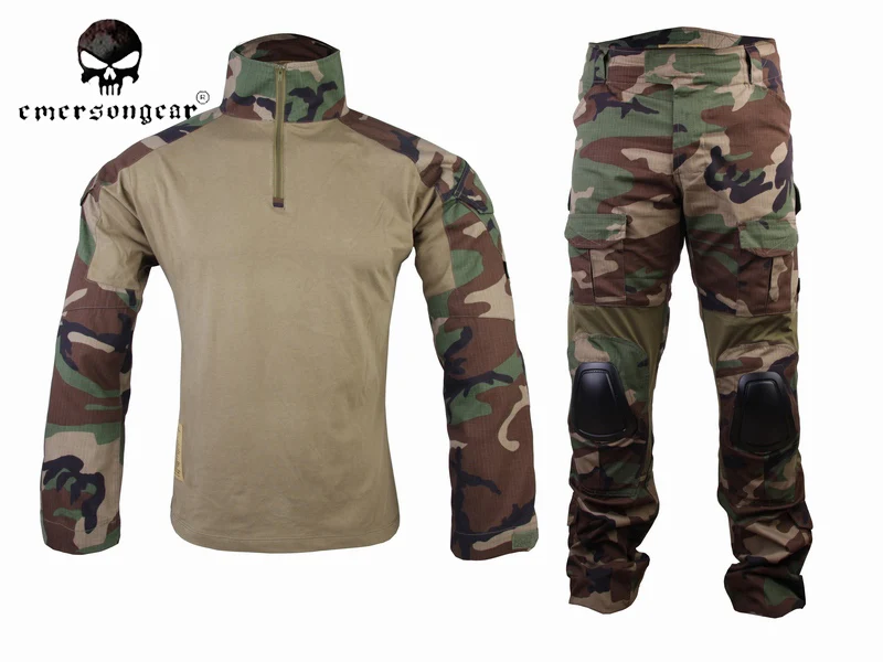 Военная тактическая одежда страйкбол охота EMERSON BDU униформа Combat Gen2 рубашка и брюки колено локоть Pa мультикам черный AOR - Цвет: Woodland