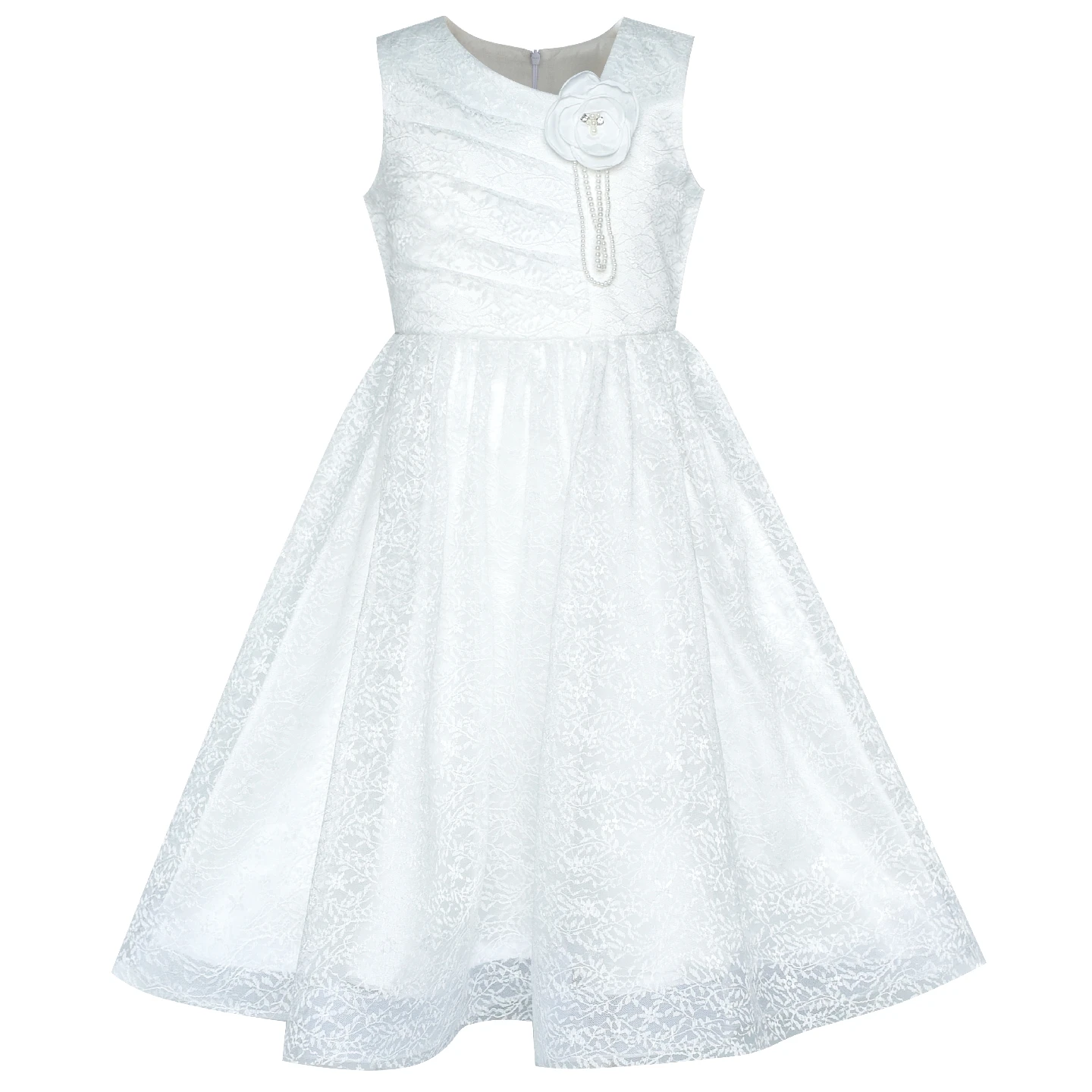 

Flower Girl Dress Off White Lace First Communion Wedding Bridesmaid 2019 Summer Princess Party Dresses Girl Clothes Pageant