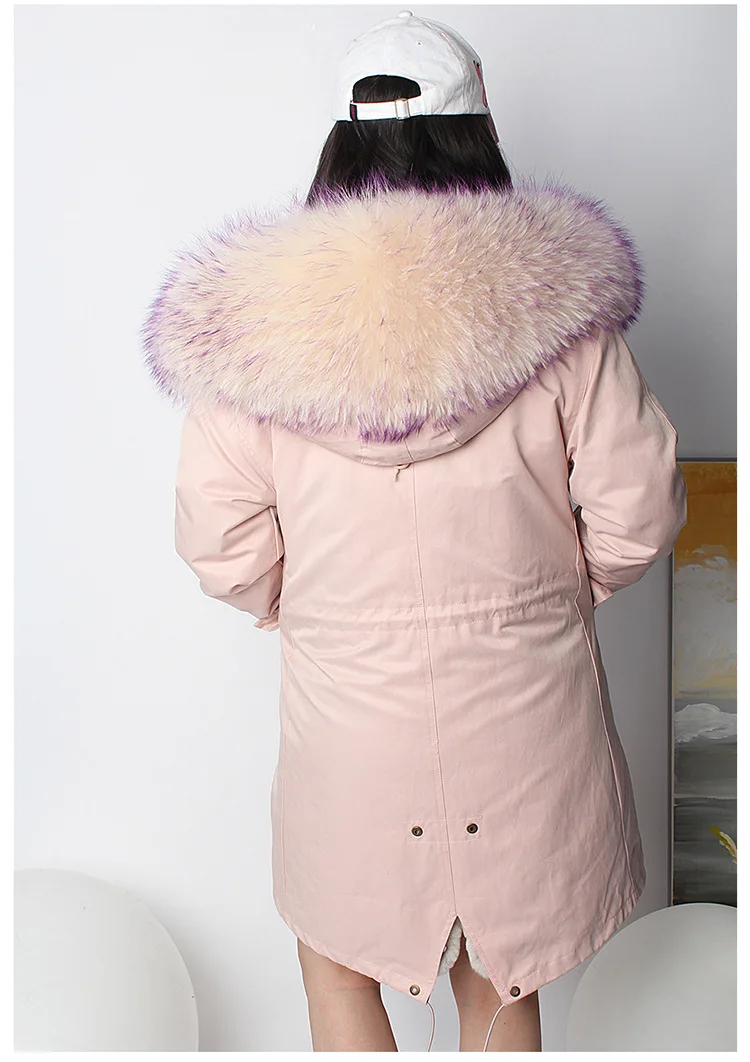 Зимняя куртка женская новая натуральная настоящая подкладка из кроличьего меха Рекс воротник из меха енота пальто Верхняя одежда Повседневная модная Толстая брендовая
