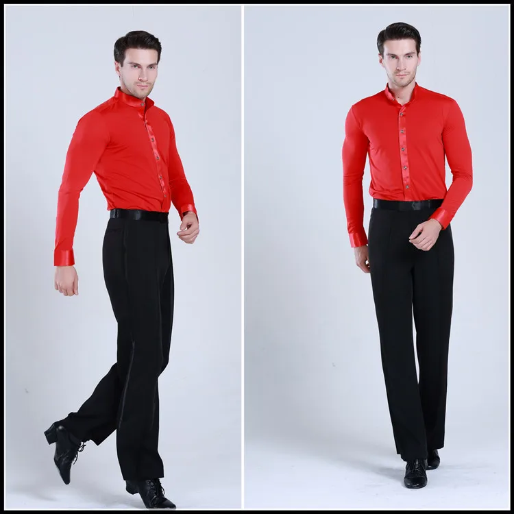 Модные Для мужчин s юбка для латиноамериканских танцев красный черный, белый цвет для мальчиков Для Мужчин's Бальные рубашки ча-ча Самба Румба латинских танцев высокий каблук рубашка