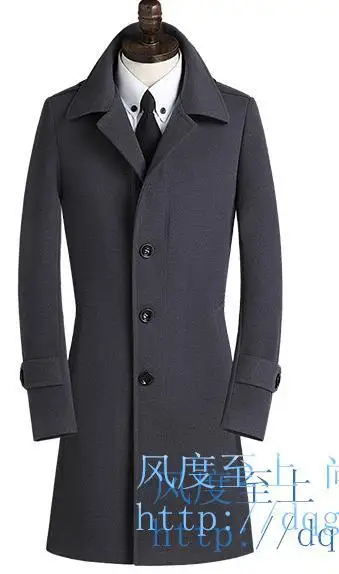 Черный хаки серый 219 осенний мужской Тренч, мужское кашемировое пальто, повседневное приталенное длинное дизайнерское зимнее шерстяное пальто, мужская одежда S-9XL - Цвет: Dark gray