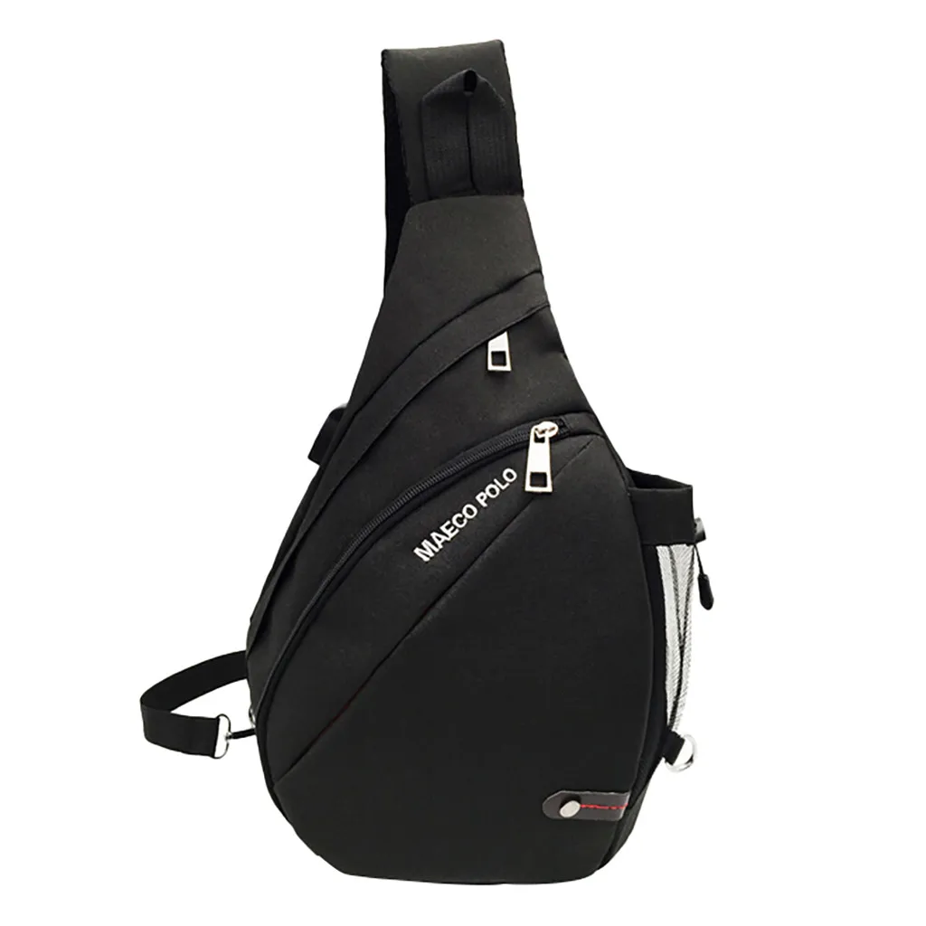 

Neutral Diagonal Package USB Charging Interface Pure Color Leather Crossbody Bag Chest Bag Phone Bag