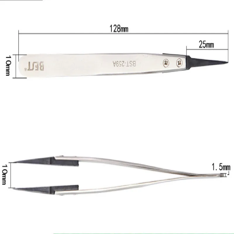 BST-259A пинцет со сменным наконечником PPS антистатический пластик нержавеющая сталь электронный пинцет Инструмент прямой наконечник точность