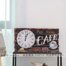 Retro frame painting the living room European-style wall mural clocks decorative painting wood panels painted American Bar Hangi