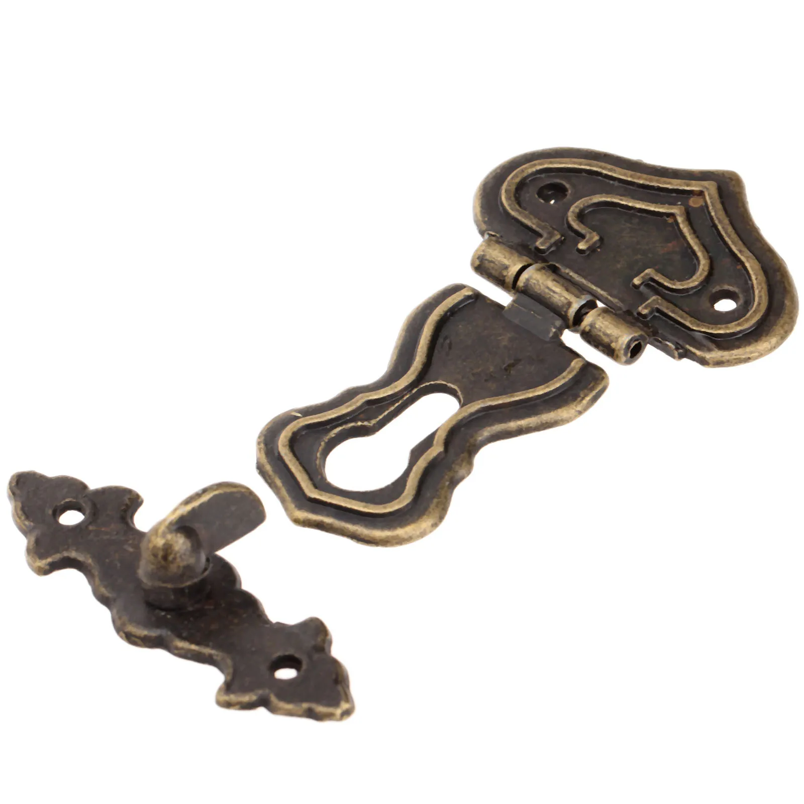 Furniture Hardware 1Pc 63x47mm Antique Metal Lock Decorative Hasps Hook Gift Wooden Jewelry Box Padlock With Screws Vintage