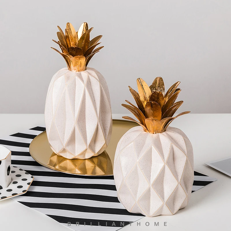 

Nordic Creative Ceramic Pineapple home crafts Fruit miniature figurines fairy garden decoration room decoration accessories Gift