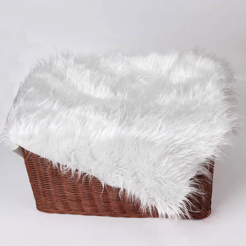 Baby Blanket For Infant Newborn Photography Props Faux Fur Basket Stuffe Photo Prop Background Soft Basket Manta de fotografia