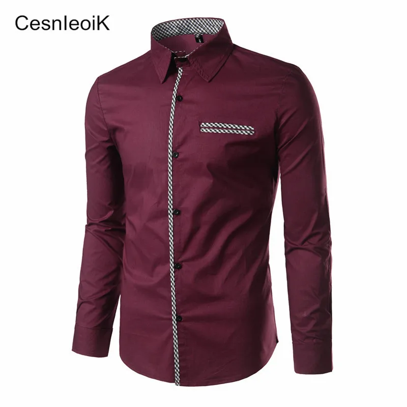 

New Spring Cotton Shirts Men High Quality Long Sleeve Slim Fit Shirt Pure Color Modern Casual Camisa Big Size Y095