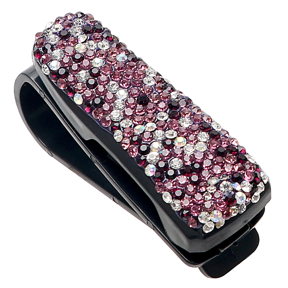 

Sun Visor Sunglasses Eyeglasses Holder Glasses Cases Storage Holder Universal Auto Fastener Clip Portable Rhinestone Diamond
