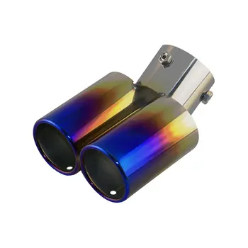 

1pcs 2.5'' Stainless Steel Car Exhaust Tip Muffler Attachments 63mm Rainbow Y-pipe Straight-through Tailpipe With Nuts Free Ship
