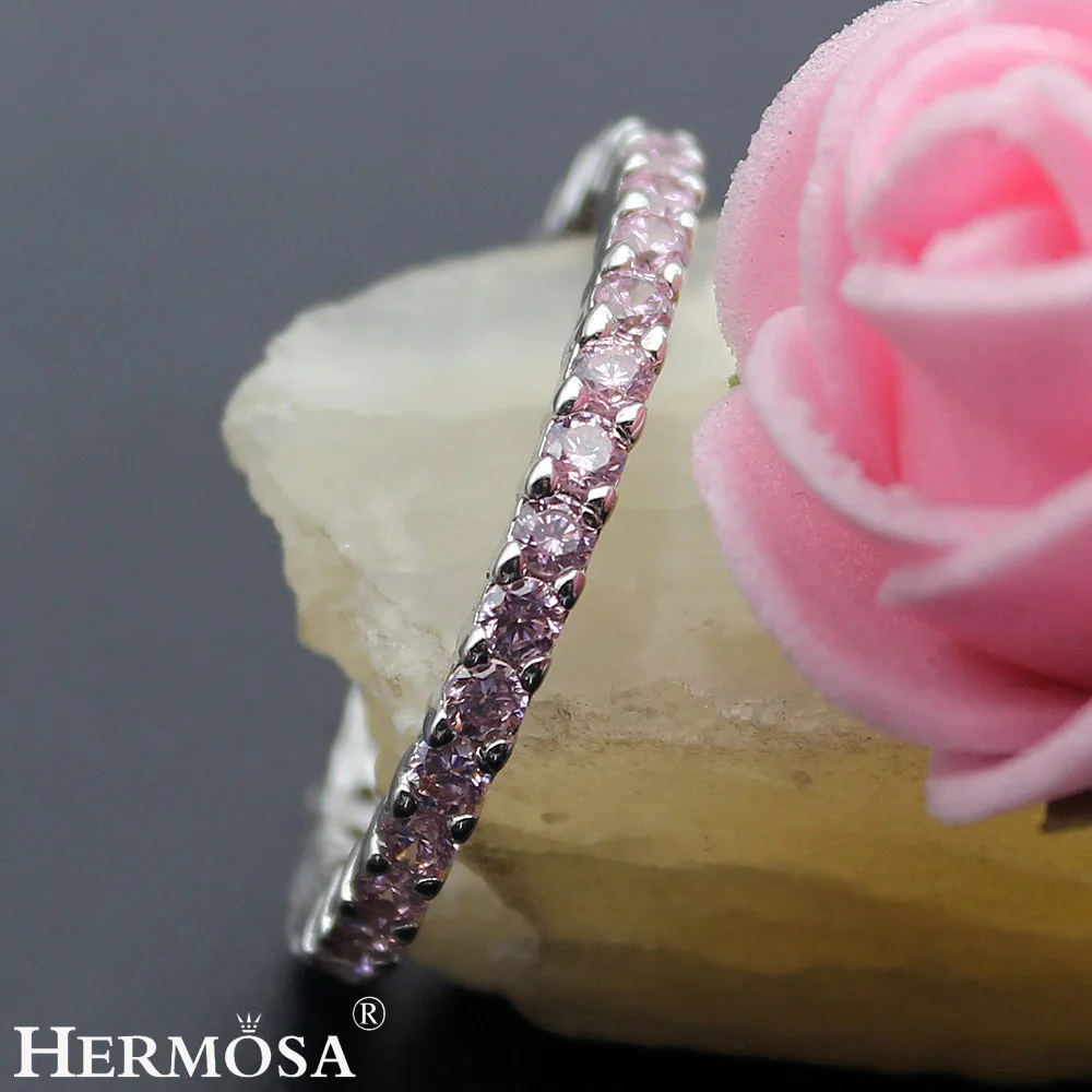 

Big Promotion Wedding Round Pink Kunzite Party Rings For Women Hermosa New 925 Sterling Silver Bands Jewelry Ring Size 7# 8#