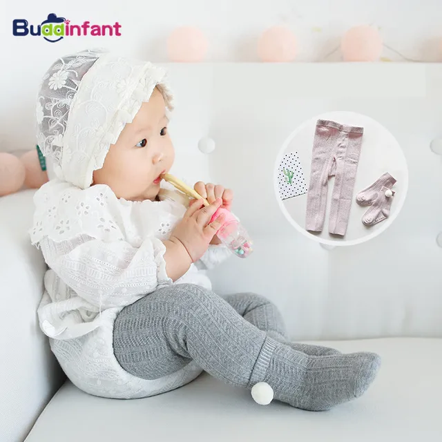 Merqwadd Toddler Baby Tights Pantyhose High Waist Basic Plain Rib Knitted Footed Leggings Tights