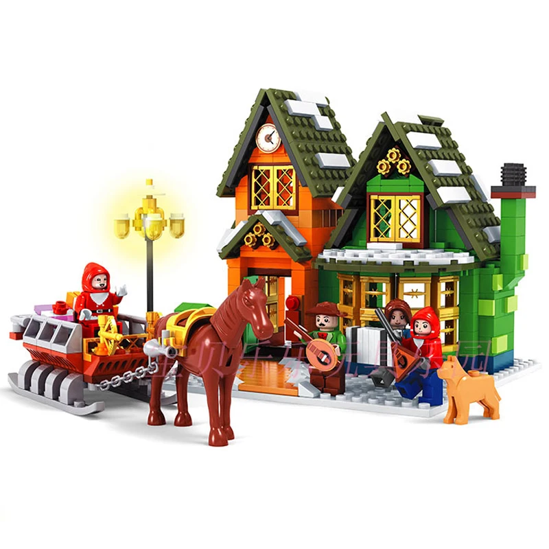 

Ausini Christmas Toys Building Blocks City Post Office Assembling Blocks Hot Toy for Children Model Building Christmas Gift