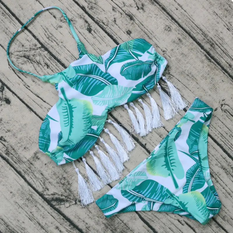 African Tassel Camikini Bikini Swimsuit 2017 Printed Swimwear Women