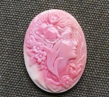 

40x30mm Conch Shell jewelry Pink red oval egg carved conch cabochons Conch shell Beads