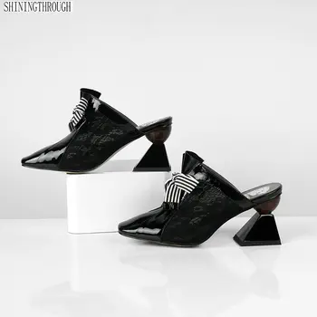 

2019 Fashion Sandals Women Summer genuine Leather Thick Heel slippers Casual Shoes Woman black purple size 41 42 43