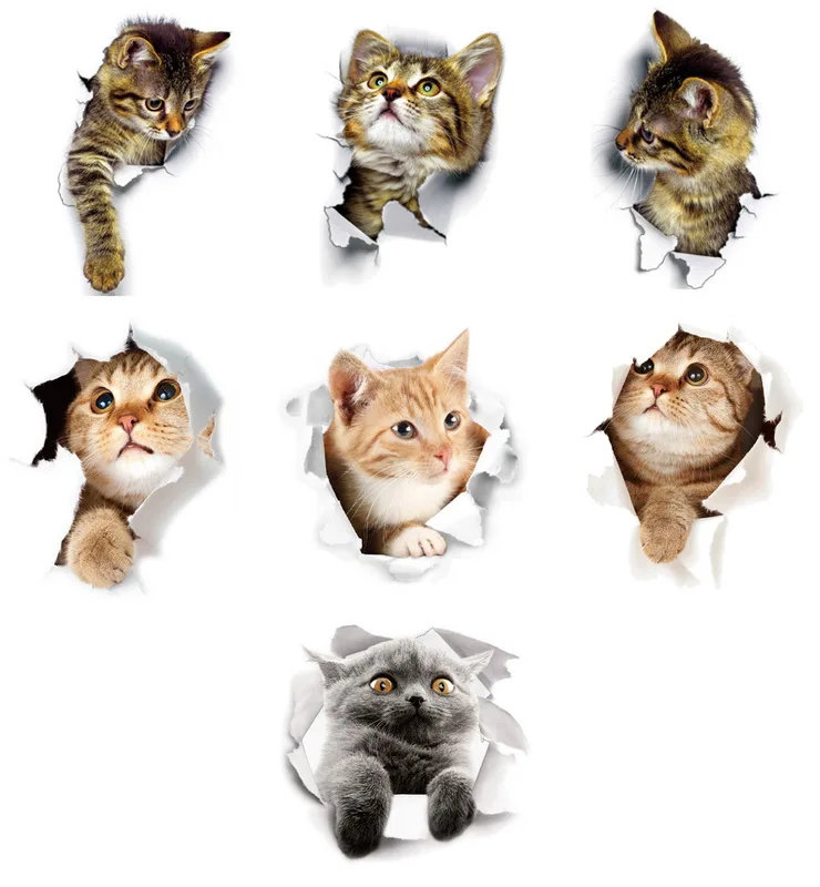 

Cute wall sticker Kitchen 3d Cat Dog Toilet Living Room Home Decor Waterproof Refreigter Poster Wall Stickers Decor HotA