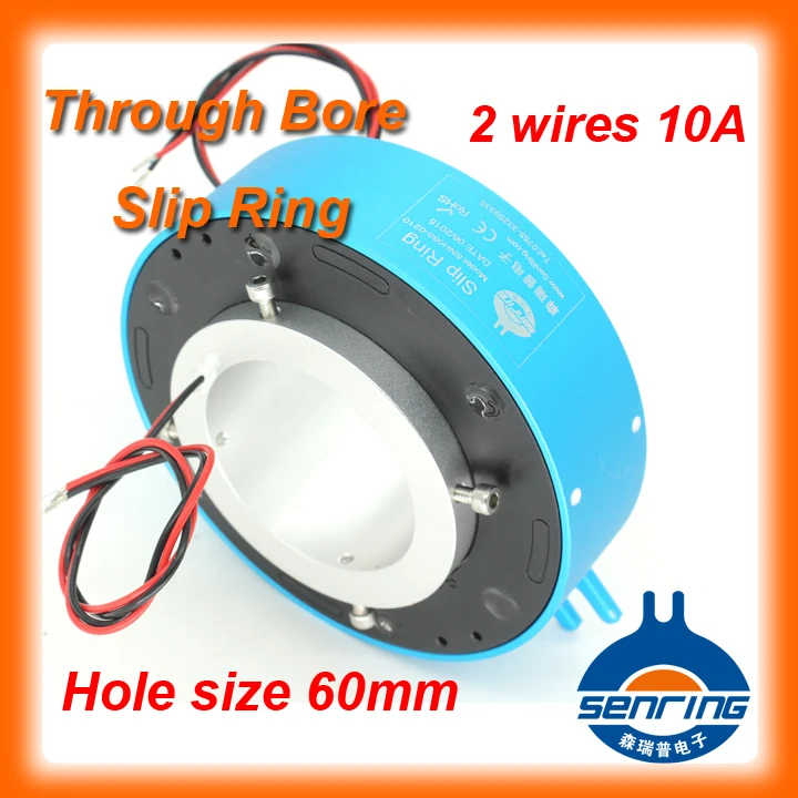 

SENRING Through bore slip ring/connector 2 circuits 10A with ID centre hole 60mm